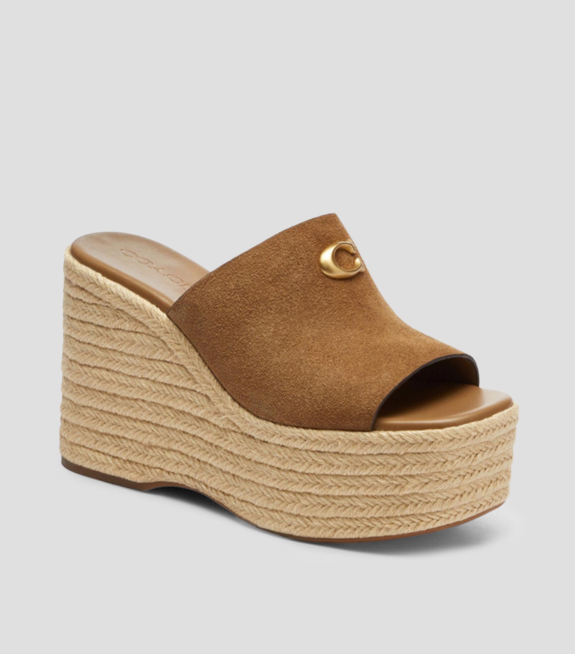 Alpargatas tacón alto ancho en piel Wedge Mujer